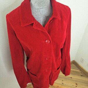 J. Jill Hot Red Ribbed Corduroy Jacket Size XL